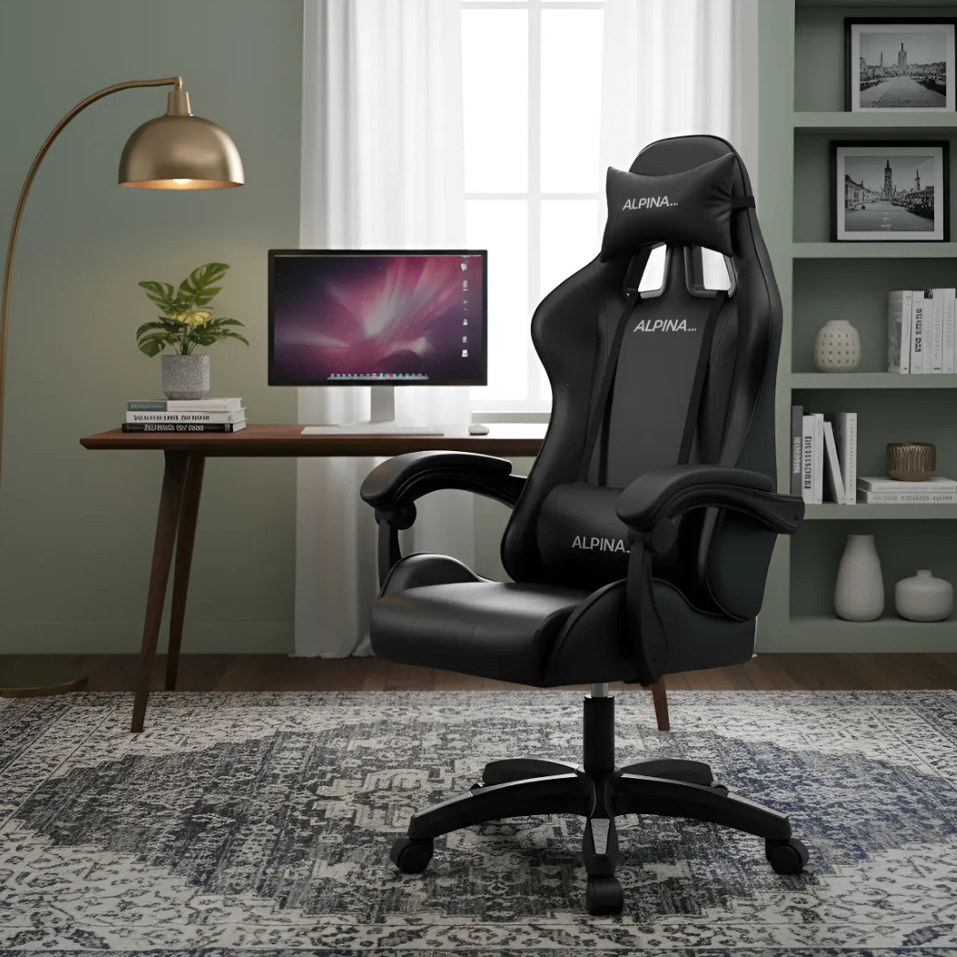 Silla Gamer Alpina Ergonómica Giratoria Reclinable ft-088 Color Negro Material del tapizado Cuero sintético