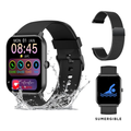 Smartwatch Negro Reloj Inteligente Nictom Llamadas Clasic - Malla Milanese Acero Inoxidable, Pantalla Táctil, Resistente al Agua, Bluetooth IP68