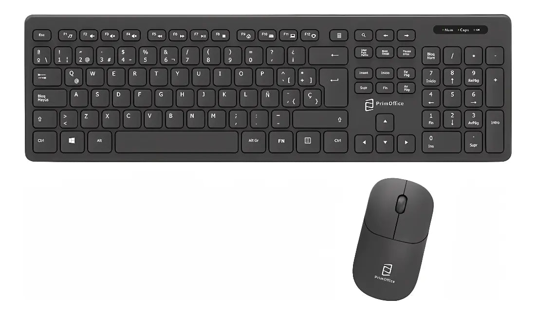 Teclado + Mouse Inalambricos Ergonómicos Pkey Mouse Negro Teclado Negro